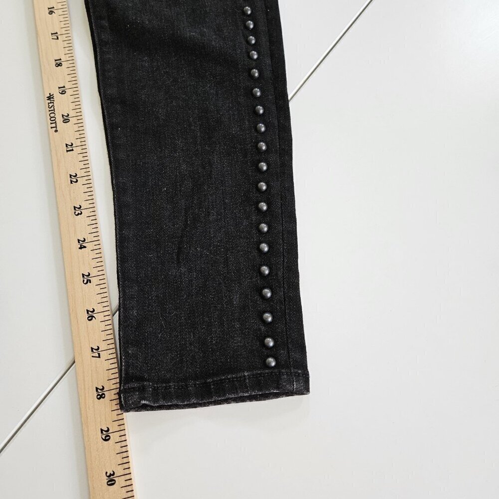 American Eagle Jean Womens US 8 Black High Rise Jeggings Stretch Studs Punk Goth - Picture 6 of 16